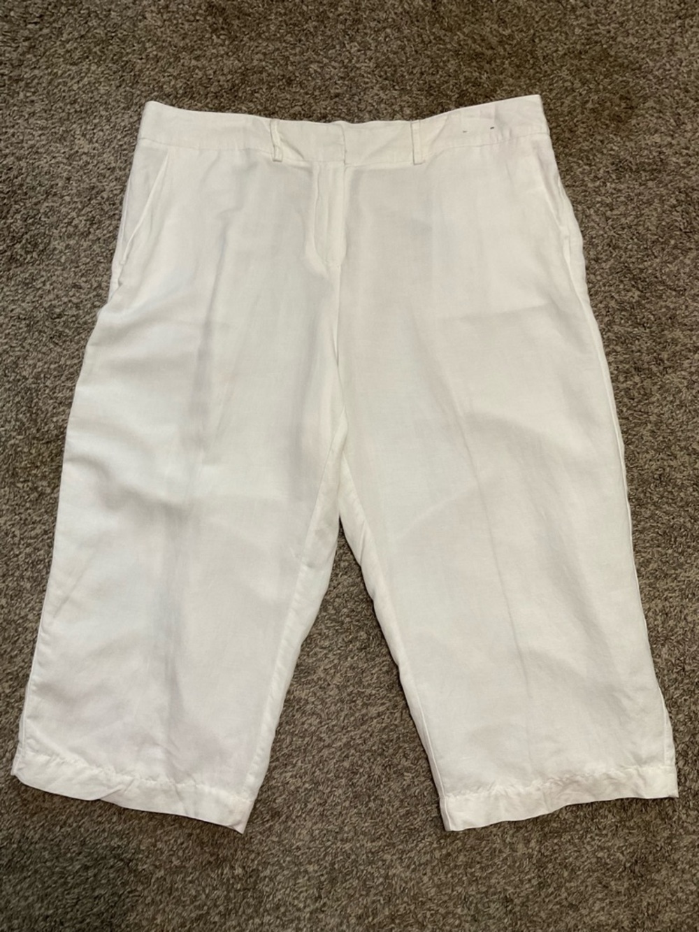 Soft by Avenue White Linen Blend Cropped Wide Leg Capri Pant Size 18/20